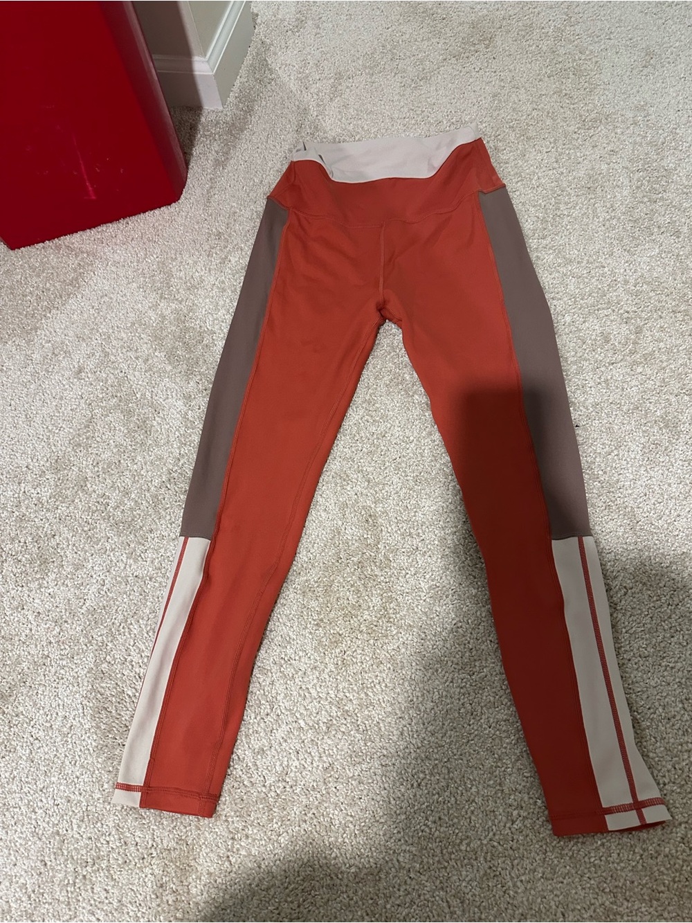 Altar'd State Rust Orange & Taupe Colorblock Leggings
